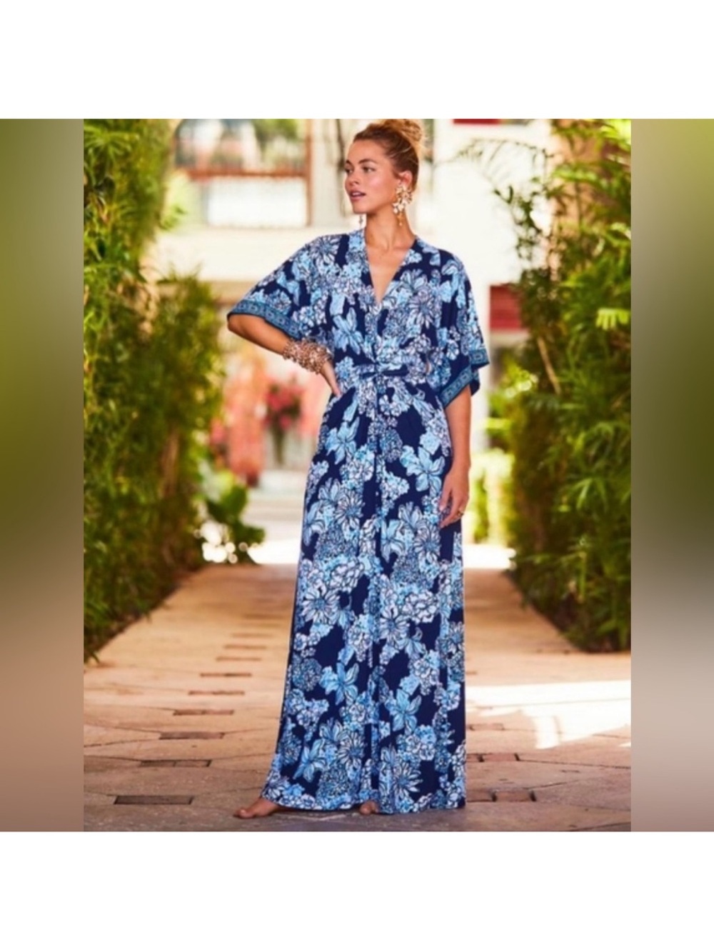 NWOT Lilly Pulitzer Wisteria Elbow Sleeve Maxi Dress Sz 12